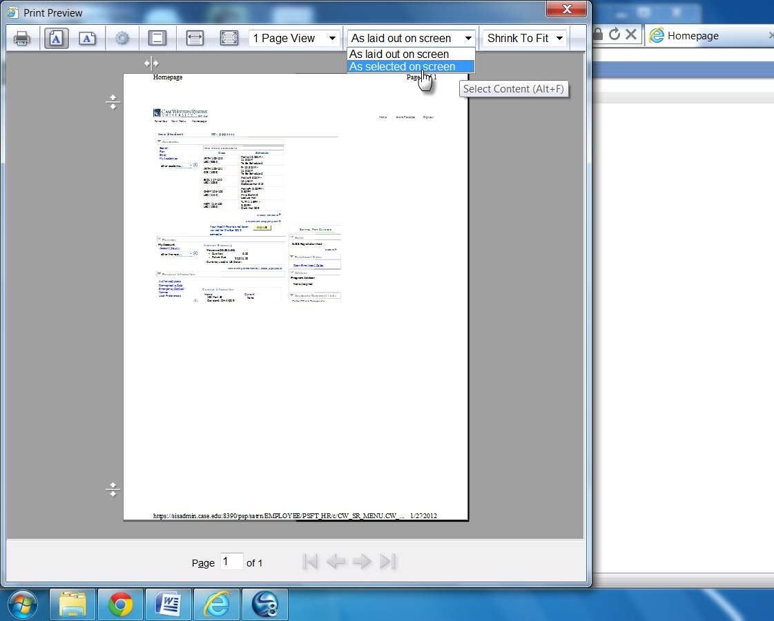 Printing Screens from the SIS - KBA 89265 | University Technology